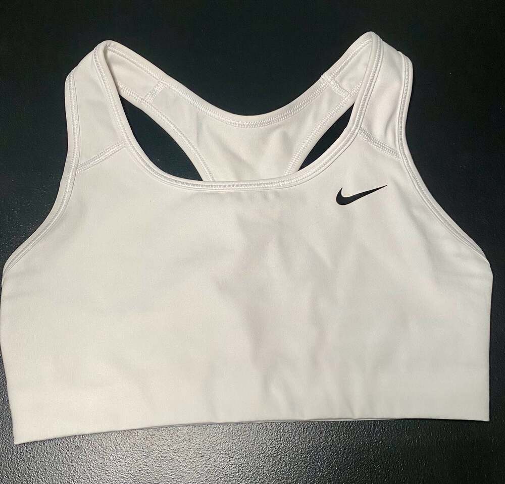 Nike Dri-FIT Swoosh Medium-Support Non-Padded Sports Bra White Size Small
